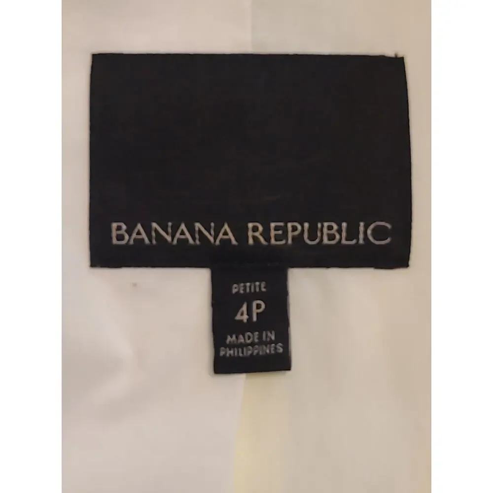Linen Blazer Women’s Petite 4P Double Breasted Yellow Tailored Banana Republic